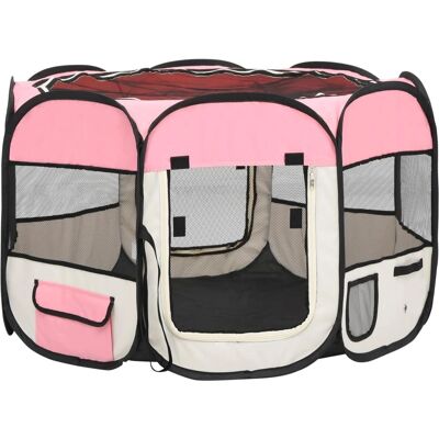 Helloshop26 - Corral para perros plegable - Rosa - 90x90x58 cm Helloshop26 - Corral para perros plegable - Rosa - 90x90x58 cm
