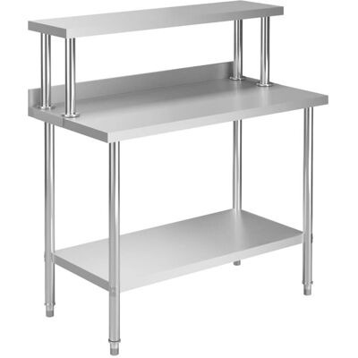 Helloshop26 - Table de cuisine en acier inoxydable 120x60x120cm avec étagère - Publicité Helloshop26 - Table de cuisine en acier inoxydable 120x60x120cm avec étagère - Publicité