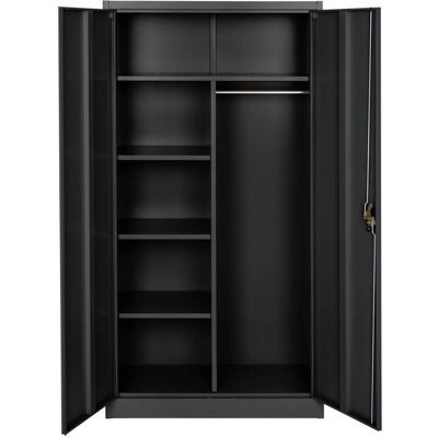 HelloShop26 Armario metálico 5 niveles 90 cm negro - Gabinete de almacenamiento HelloShop26 Armario metálico 5 niveles 90 cm negro - Gabinete de almacenamiento