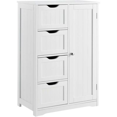 MOBIKASA Mueble de baño lacado blanco con 3 áreas + 4 cajones MOBIKASA Mueble de baño lacado blanco con 3 áreas + 4 cajones