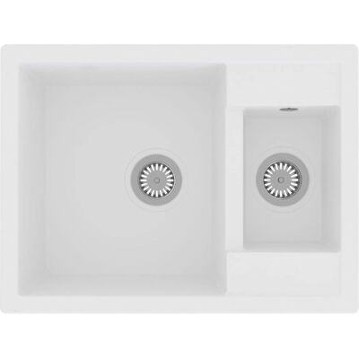 HelloShop26 - Fregadero doble 58x44 - Blanco - Fregadero HelloShop26 - Fregadero doble 58x44 - Blanco - Fregadero