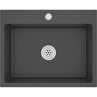 HelloShop26 - Fregadero de cocina hecho a mano 59 x 44 cm acero inoxidable negro - Sink HelloShop26 - Fregadero de cocina hecho a mano 59 x 44 cm acero inoxidable negro - Sink