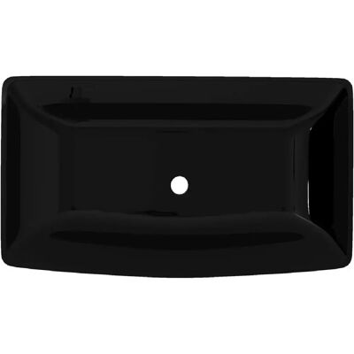 HelloShop26 - Lavabo rettangolare in ceramica - Nero - 710 x 380 x 135 mm - Sink HelloShop26 - Lavabo rettangolare in ceramica - Nero - 710 x 380 x 135 mm - Sink
