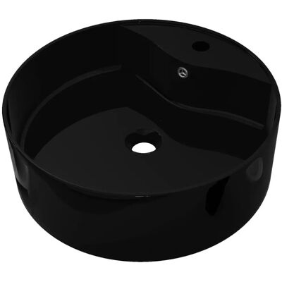 Helloshop26 - Fregadero redondo 46,5 cm - Ceramic - Noir - Bathroom Sink - Publicité Helloshop26 - Fregadero redondo 46,5 cm - Ceramic - Noir - Bathroom Sink - Publicité
