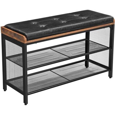 HELLOSHOP26 Banco de Malla Marrón Rústico - Mueble de Almacenamiento para Zapatos HELLOSHOP26 Banco de Malla Marrón Rústico - Mueble de Almacenamiento para Zapatos