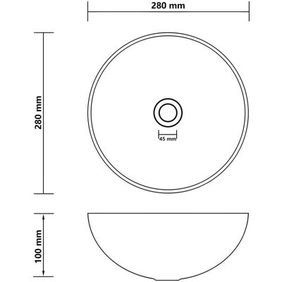 HelloShop26 - Round Ceramic Sink 28cm Matte Black - 28 cm - Ceramica nera opaca - Lavello da bagno HelloShop26 - Round Ceramic Sink 28cm Matte Black - 28 cm - Ceramica nera opaca - Lavello da bagno
