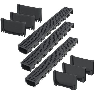 Helloshop26 - Canali di drenaggio in plastica a 3 vie 3 m - nero - canale di drenaggio Helloshop26 - Canali di drenaggio in plastica a 3 vie 3 m - nero - canale di drenaggio