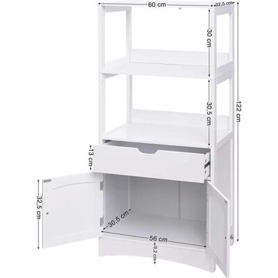HELLOSHOP26 Armoire de salle de bain blanche - Porte double, étagères ouvertes - Publicité HELLOSHOP26 Armoire de salle de bain blanche - Porte double, étagères ouvertes - Publicité