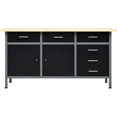 HELLOSHOP26 - Banco de trabajo - 160 cm - 6 cajones - Banco de trabajo HELLOSHOP26 - Banco de trabajo - 160 cm - 6 cajones - Banco de trabajo