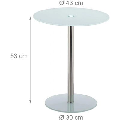 Helloshop26 - Round Glass Table - 43cm - White - End Table Helloshop26 - Round Glass Table - 43cm - White - End Table
