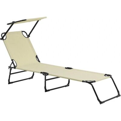Helloshop26 - Transat Chaise Longue Pliable - crème - 187 cm - Tumbona Helloshop26 - Transat Chaise Longue Pliable - crème - 187 cm - Tumbona