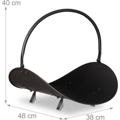 Helloshop26 - Cesta de madera - Negra - Metal - Soporte para leña Helloshop26 - Cesta de madera - Negra - Metal - Soporte para leña