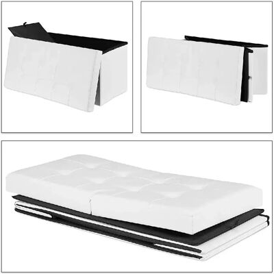 HelloShop26 - Storage bench 75 cm white leatherette - Blanco HelloShop26 - Storage bench 75 cm white leatherette - Blanco