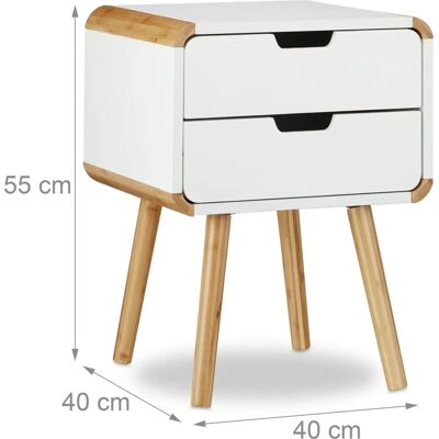 Helloshop26 - Mesita de noche 2 cajones mesa consola de mdf blanca Helloshop26 - Mesita de noche 2 cajones mesa consola de mdf blanca