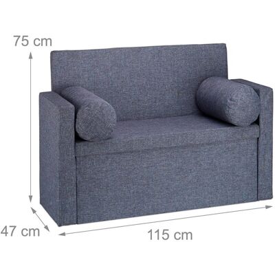 Banco de almacenamiento Helloshop26 con respaldo - 115cm, gris, 2 plazas Banco de almacenamiento Helloshop26 con respaldo - 115cm, gris, 2 plazas