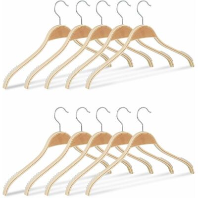 HELLOSHOP26 - Wooden Hangers - Natural - 10pc - Hangers HELLOSHOP26 - Wooden Hangers - Natural - 10pc - Hangers