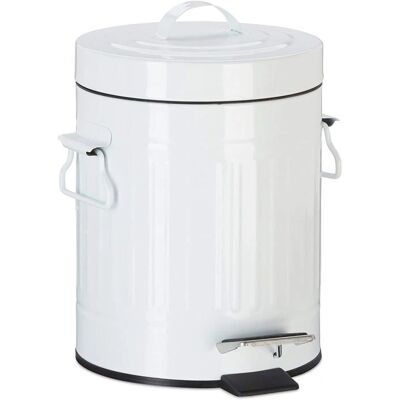 HELLOSHOP26 Secchio con pedale in metallo - Vintage bianco - 3L HELLOSHOP26 Secchio con pedale in metallo - Vintage bianco - 3L