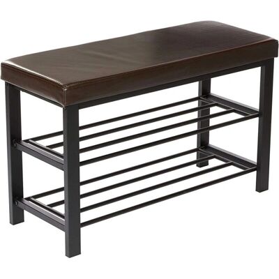 Helloshop26 - Shoe bench - Brown - 2-level - Storage bench Helloshop26 - Shoe bench - Brown - 2-level - Storage bench