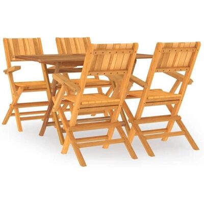 HELLOSHOP26 - Conjunto de Comedor de Jardín de Teca - Plegable, Duradero, 5 Piezas HELLOSHOP26 - Conjunto de Comedor de Jardín de Teca - Plegable, Duradero, 5 Piezas