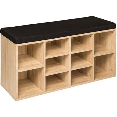 MOBIKASA Banco Zapatero - Capacidad 10 pares - Negro/roble claro MOBIKASA Banco Zapatero - Capacidad 10 pares - Negro/roble claro