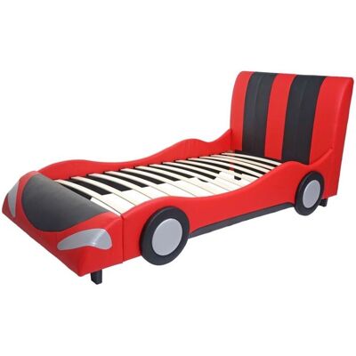 DÉCOSHOP26 - Cama infantil coche - color negro-rojo - tamaño 190x100 cm - Kids bed DÉCOSHOP26 - Cama infantil coche - color negro-rojo - tamaño 190x100 cm - Kids bed