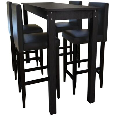 HELLOSHOP26 Juego de 4 taburetes negros y mesa alta HELLOSHOP26 Juego de 4 taburetes negros y mesa alta