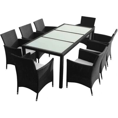 HELLOSHOP26 - Conjunto de Muebles de Jardín 9 Piezas Ratán de Resina Negro - Mobiliario de Jardín HELLOSHOP26 - Conjunto de Muebles de Jardín 9 Piezas Ratán de Resina Negro - Mobiliario de Jardín