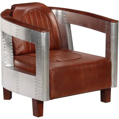 HELLOSHOP26 Fauteuil - Cuir, Style aviation, Marron - Fauteuil - Publicité HELLOSHOP26 Fauteuil - Cuir, Style aviation, Marron - Fauteuil - Publicité