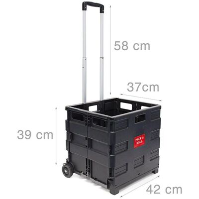 HelloShop26 - Carro pieghevole - Nero - 2 ruote - Carro HelloShop26 - Carro pieghevole - Nero - 2 ruote - Carro