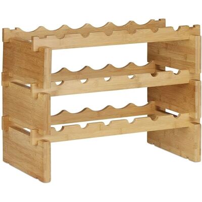 HelloShop26 - 3-tier bamboo bottle rack 45 cm - Bambú HelloShop26 - 3-tier bamboo bottle rack 45 cm - Bambú