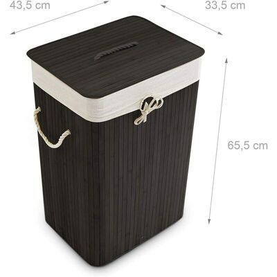 HELLOSHOP26 - Rectangular Laundry Basket - Black - Bamboo - Laundry Basket HELLOSHOP26 - Rectangular Laundry Basket - Black - Bamboo - Laundry Basket