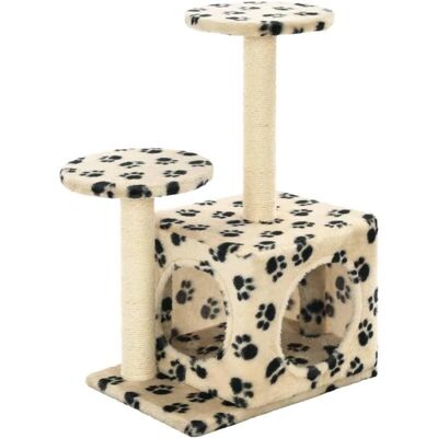 Albero per Gatti Beige con Casa a Zampa - 60cm Albero per Gatti Beige con Casa a Zampa - 60cm