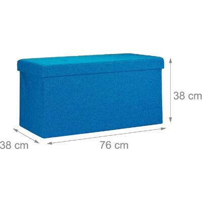 HelloShop26 Otomana 76 cm azul lino Ottomane de almacenamiento HelloShop26 Otomana 76 cm azul lino Ottomane de almacenamiento