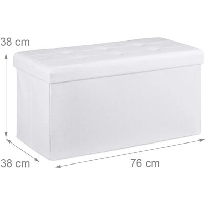 HELLOSHOP26 - 76 cm Linen White - Foldable - Ottoman HELLOSHOP26 - 76 cm Linen White - Foldable - Ottoman