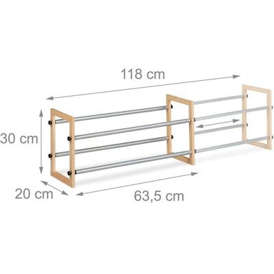 HELLOSHOP26 Estante para zapatos ajustable de madera y hierro - Mueble para zapatos HELLOSHOP26 Estante para zapatos ajustable de madera y hierro - Mueble para zapatos