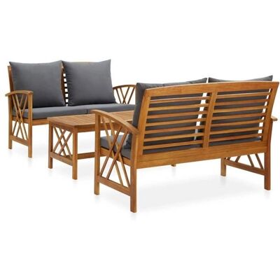 HELLOSHOP26 Conjunto de Muebles de Jardín de Madera de Acacia - Vintage Exterior - Asiento y Mesa HELLOSHOP26 Conjunto de Muebles de Jardín de Madera de Acacia - Vintage Exterior - Asiento y Mesa