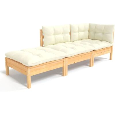 Set di Mobili da Giardino in Pino con Cuscini - 3 Pezzi Esterno Set di Mobili da Giardino in Pino con Cuscini - 3 Pezzi Esterno