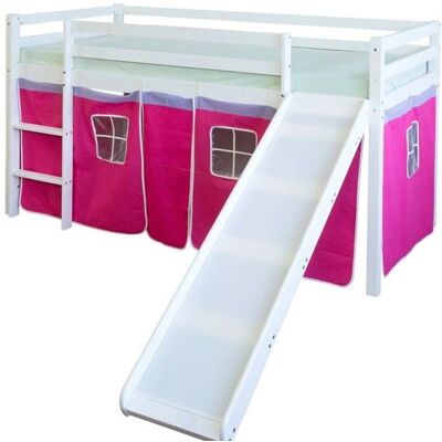 Cama Infantil en Madera Blanca con Tobogán y Escalera - 208x97cm MOBIKASA Cama Infantil en Madera Blanca con Tobogán y Escalera - 208x97cm MOBIKASA