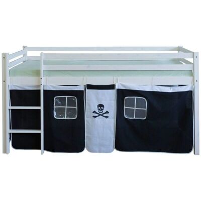 HelloShop26 Cama literas 90x200cm con Cortina Pirata en Pino Blanco - Muebles para Dormitorio HelloShop26 Cama literas 90x200cm con Cortina Pirata en Pino Blanco - Muebles para Dormitorio