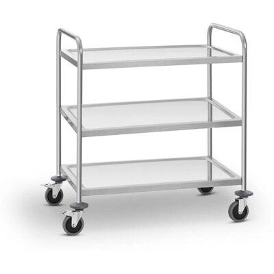 HelloShop26 - Carro de servicio en inox - 3 bandejas - 150 kg HelloShop26 - Carro de servicio en inox - 3 bandejas - 150 kg