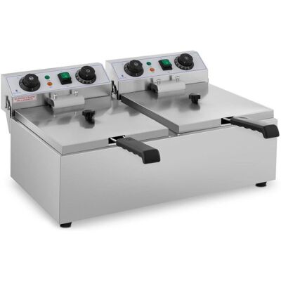 HELLOSHOP26 Freidora eléctrica profesional para restaurante 2 x 10 litros con temporizador - Freidora HELLOSHOP26 Freidora eléctrica profesional para restaurante 2 x 10 litros con temporizador - Freidora
