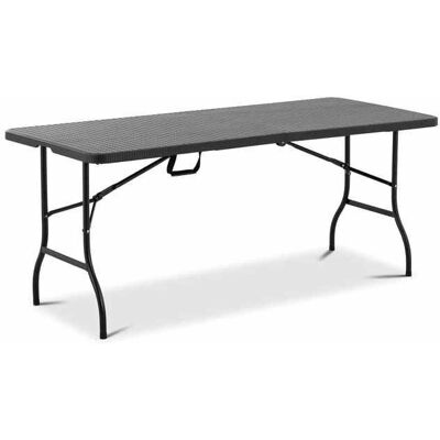 Helloshop26 - Mesa plegable de jardín exterior - Negro - 183x75x74 cm Helloshop26 - Mesa plegable de jardín exterior - Negro - 183x75x74 cm