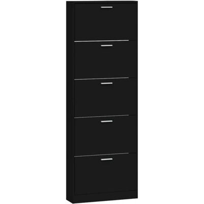 HelloShop26 - Zapatero-5-Drawer-59x17x169-cm - Negro - Madera contrachapada - Storage cabinet HelloShop26 - Zapatero-5-Drawer-59x17x169-cm - Negro - Madera contrachapada - Storage cabinet