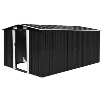 HelloShop26 - Cobertizo de jardín 257x392 cm - Antracita - acero galvanizado - Puertas correderas dobles - Garden shed HelloShop26 - Cobertizo de jardín 257x392 cm - Antracita - acero galvanizado - Puertas correderas dobles - Garden shed