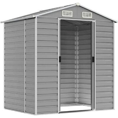 HELLOSHOP26 - Caseta de jardín - gris - acero galvanizado - techo inclinado - Garden shed HELLOSHOP26 - Caseta de jardín - gris - acero galvanizado - techo inclinado - Garden shed