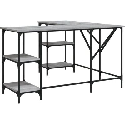 HELLOSHOP26 - Escritorio en L - Gris - Contrachapado - Desk HELLOSHOP26 - Escritorio en L - Gris - Contrachapado - Desk
