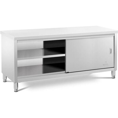 Helloshop26 - Stainless steel kitchen cabinet with sliding doors - 600 kg capacity - 1 shelf - cabinet Helloshop26 - Stainless steel kitchen cabinet with sliding doors - 600 kg capacity - 1 shelf - cabinet