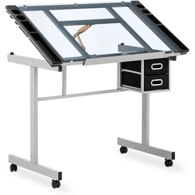 Helloshop26 Mesa de Dibujo de Vidrio Ajustable - Inclinable y Regulable en Altura Helloshop26 Mesa de Dibujo de Vidrio Ajustable - Inclinable y Regulable en Altura