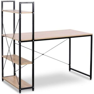 HELLOSHOP26 - 4-Shelf Computer Desk - Roble oscuro - Desk HELLOSHOP26 - 4-Shelf Computer Desk - Roble oscuro - Desk