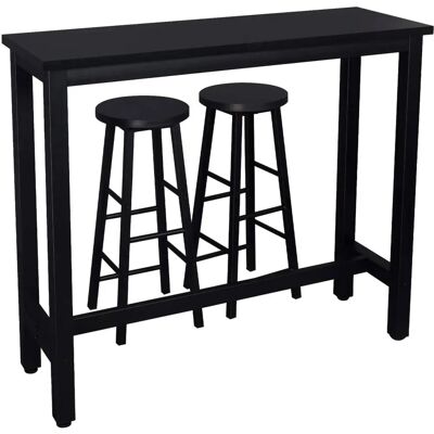 HELLOSHOP26 - Mesa de bar negra con 2 taburetes - Conjunto de bar HELLOSHOP26 - Mesa de bar negra con 2 taburetes - Conjunto de bar